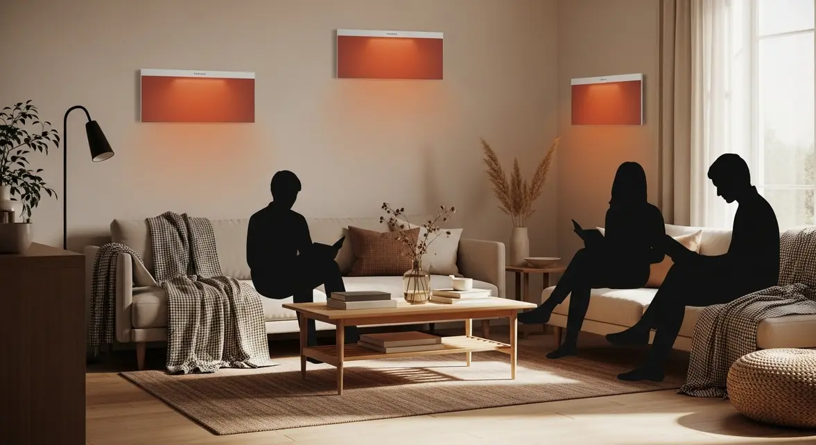 salon chaleureux panneaux chauffants cinétique moléculaire