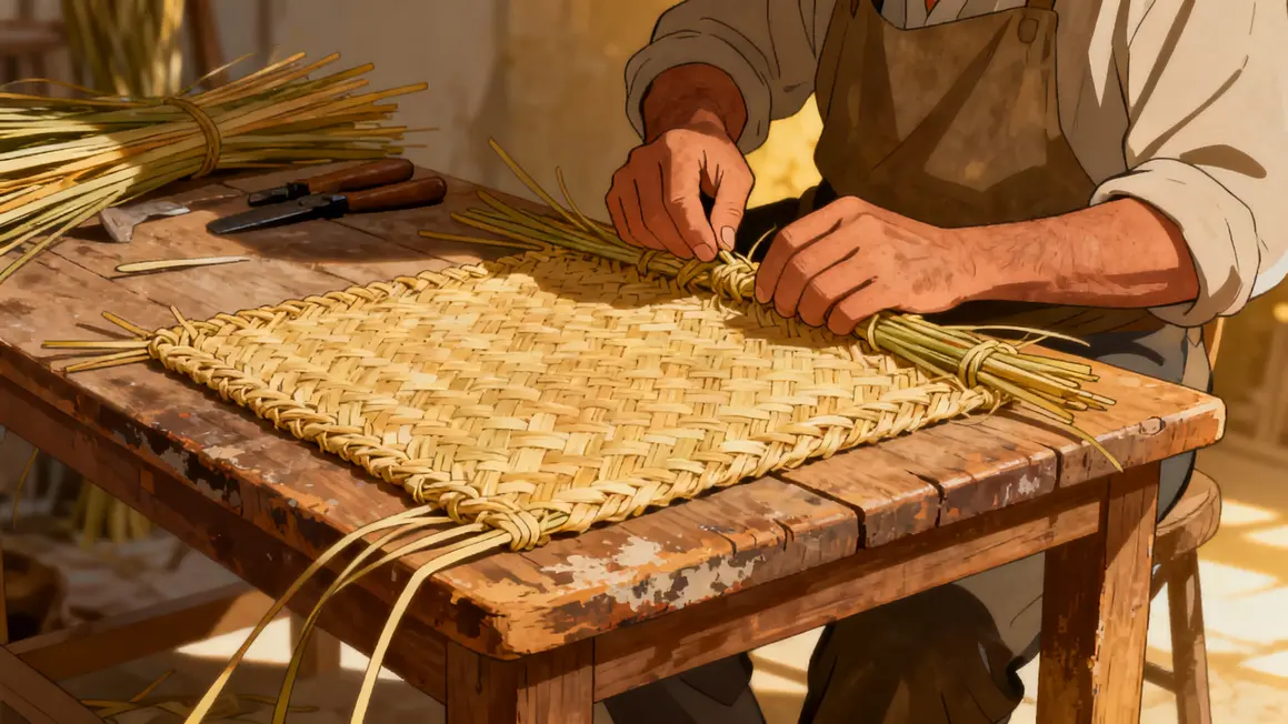 Artisan tressage paillasson camarguais atelier