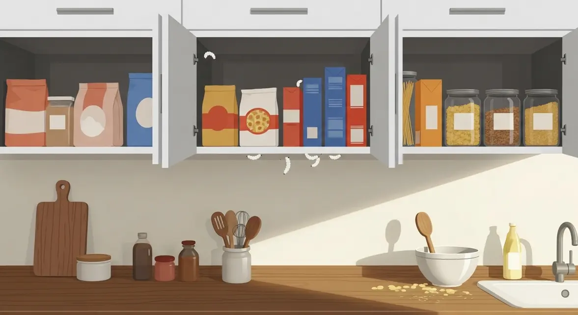 larves mites alimentaires plafond cuisine