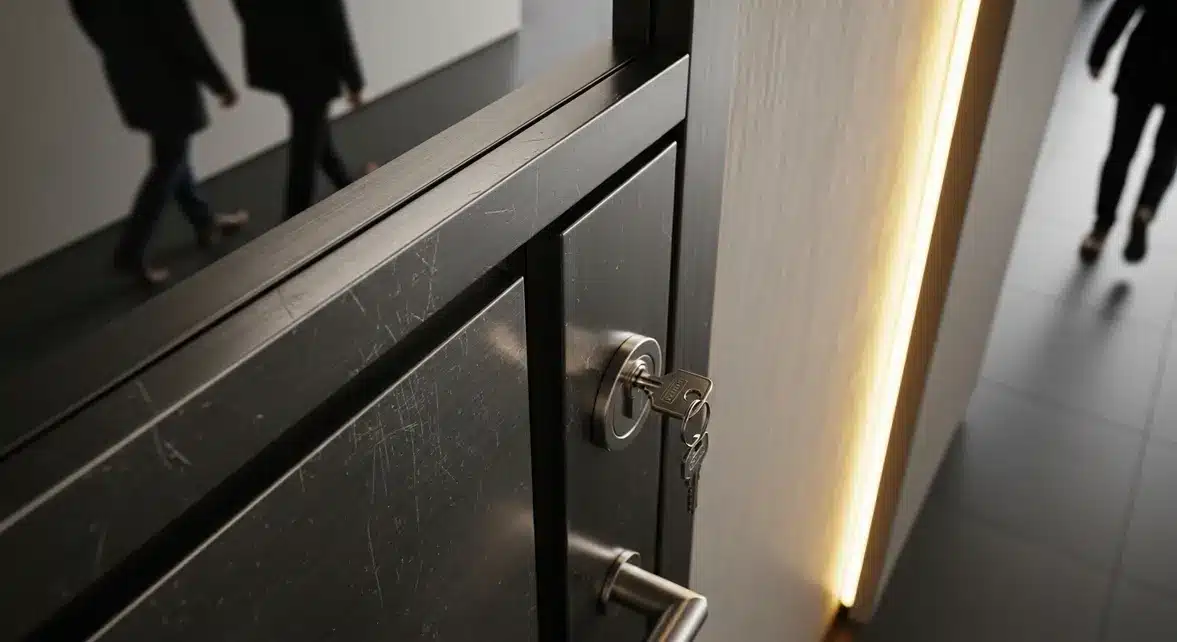 Porte d'entrée moderne fermée avec serrure 3 points