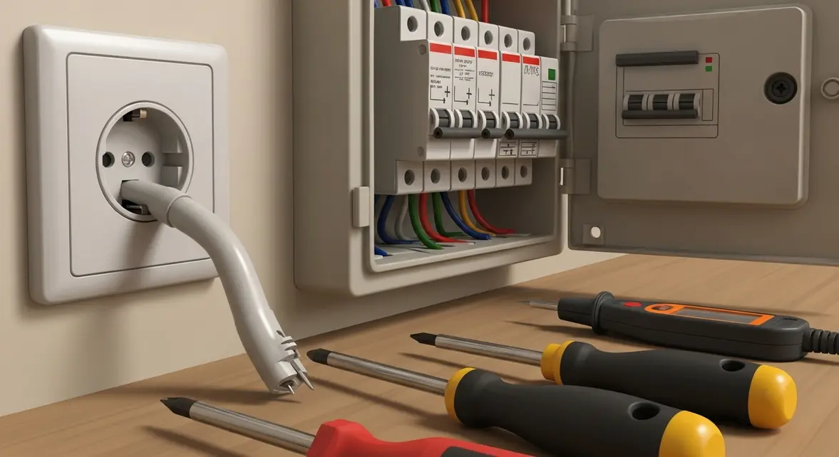prise electrique en panne tableau outils depannage securite