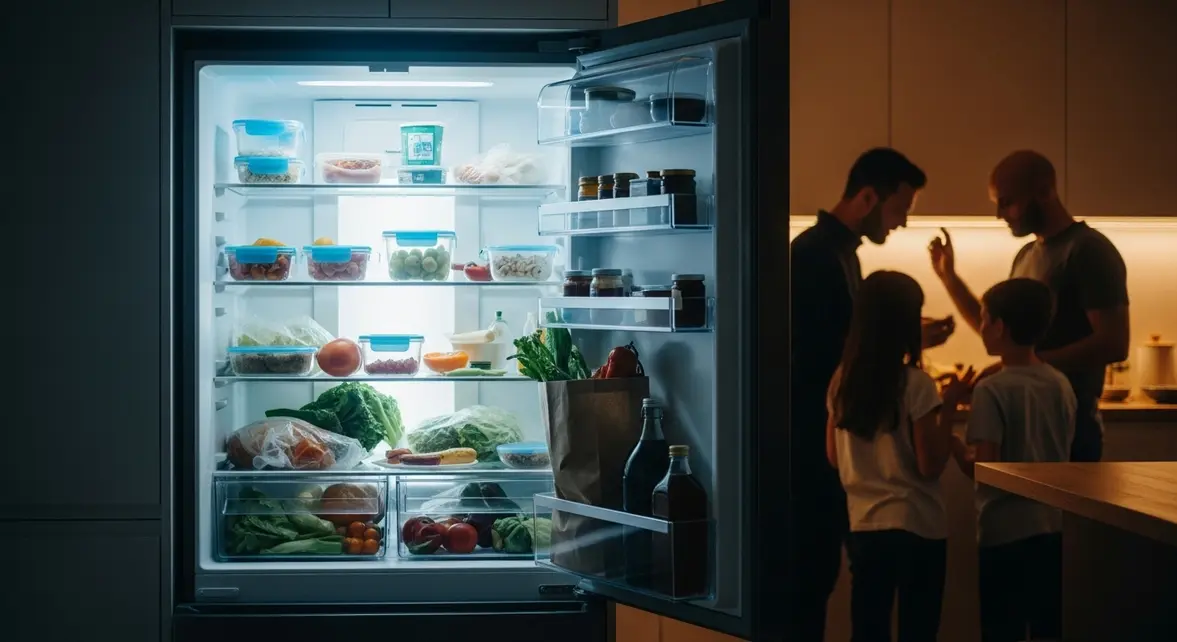 frigo entrouvert gaspillage energie aliments cuisine