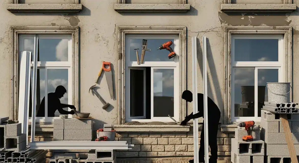 façade maison avec rénovation appui de fenêtre matériaux