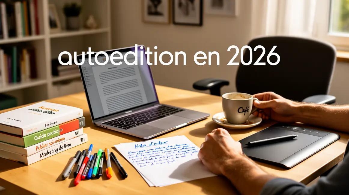 autoedition en 2026 scène sur bureau contemporain