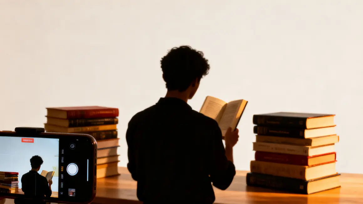 BookTok silhouette stylee smartphone piles livres