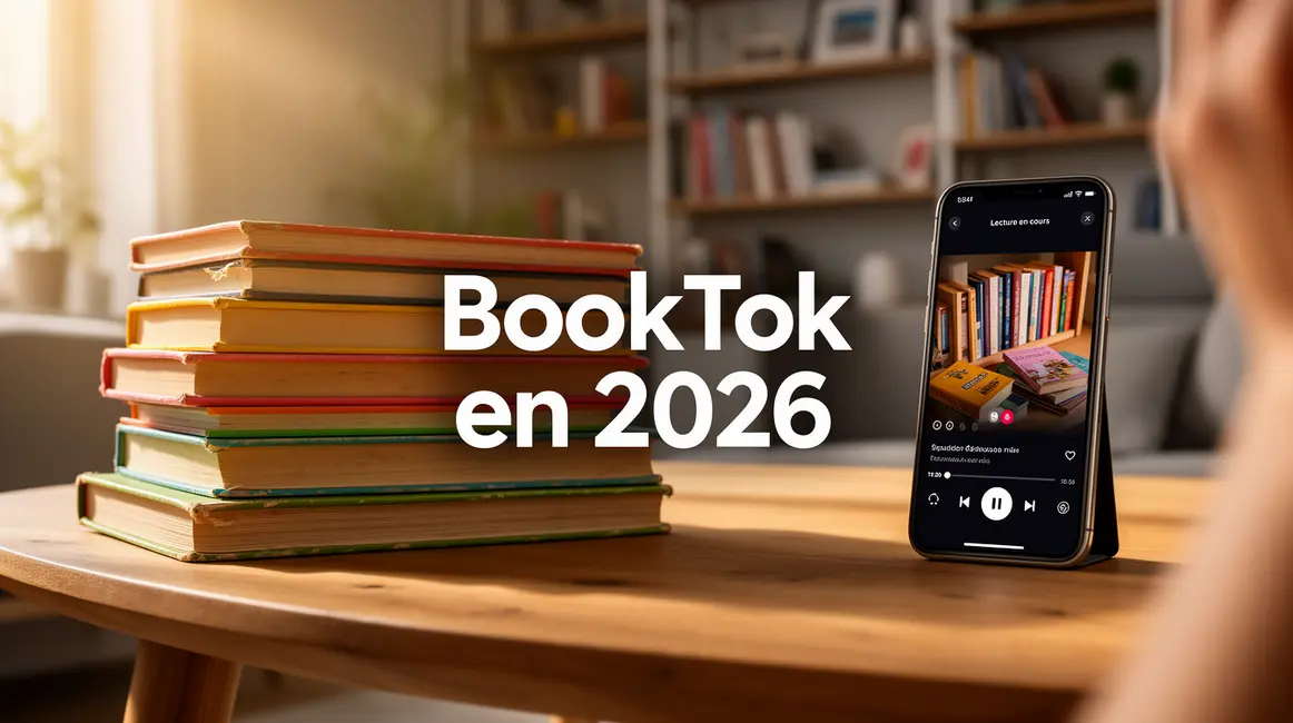 Pile de livres colorés avec smartphone affichant BookTok en 2026
