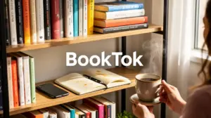 BookTok etagere livres et cafe