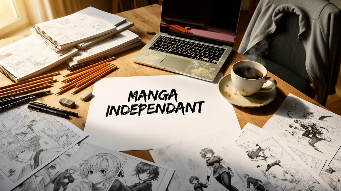 bureau artiste manga independant avec planches et outils