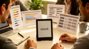 bureau lumineux avec alternatives, ebook digital ouvert table comparatif