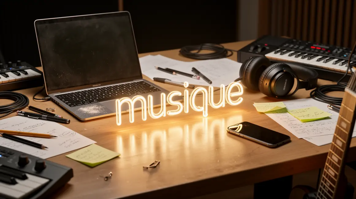 Bureau musique moderne créatif lumière neutre