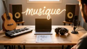 Checklist musique sur bureau home studio