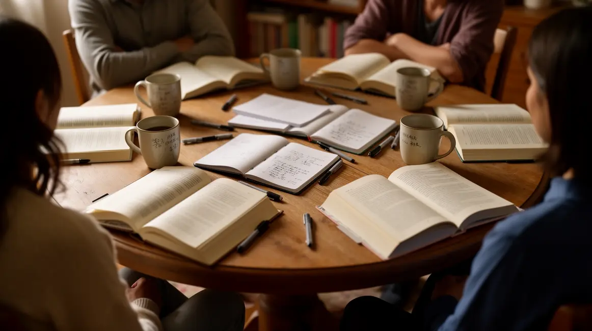 club de lecture table ronde ambiance conviviale