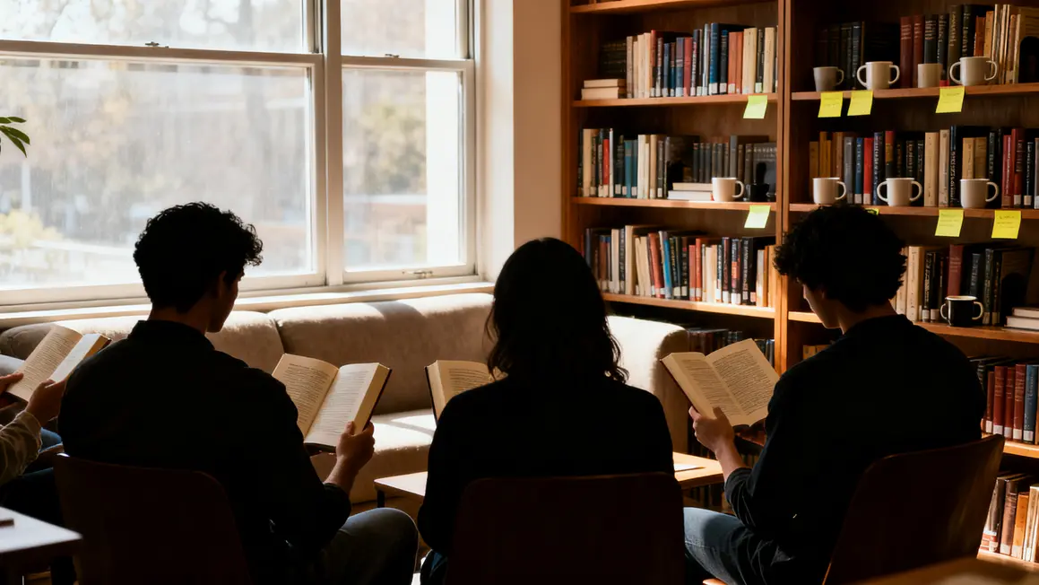 personnes club de lecture en cercle dans un salon