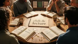 Table ronde club de lecture accessible ambiance chaleureuse