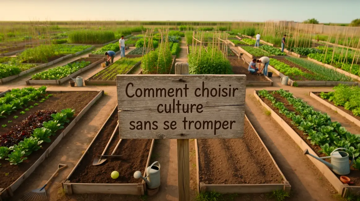 Vue aérienne d'un jardin et ferme, choix culture sans se tromper