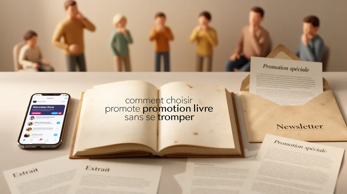 livre ouvert avec objets promotion, texte comment choisir promotion livre sans se tromper
