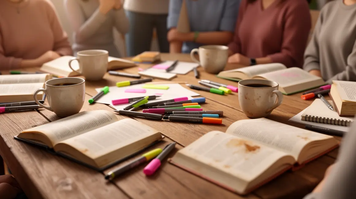 communaute de lecteurs photorealiste autour table livres petit budget