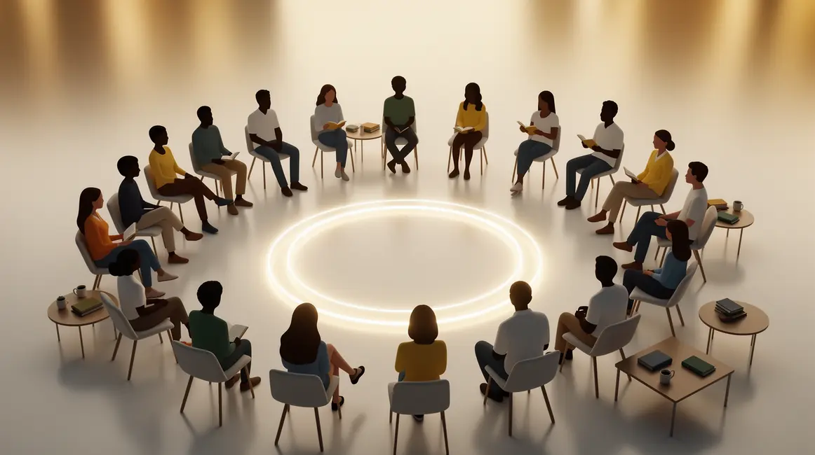 Illustration communauté cercle lumineux projet réussi