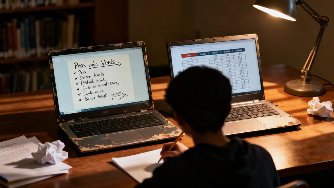 deux ordinateurs liste avantages et tableau comparatif analyse