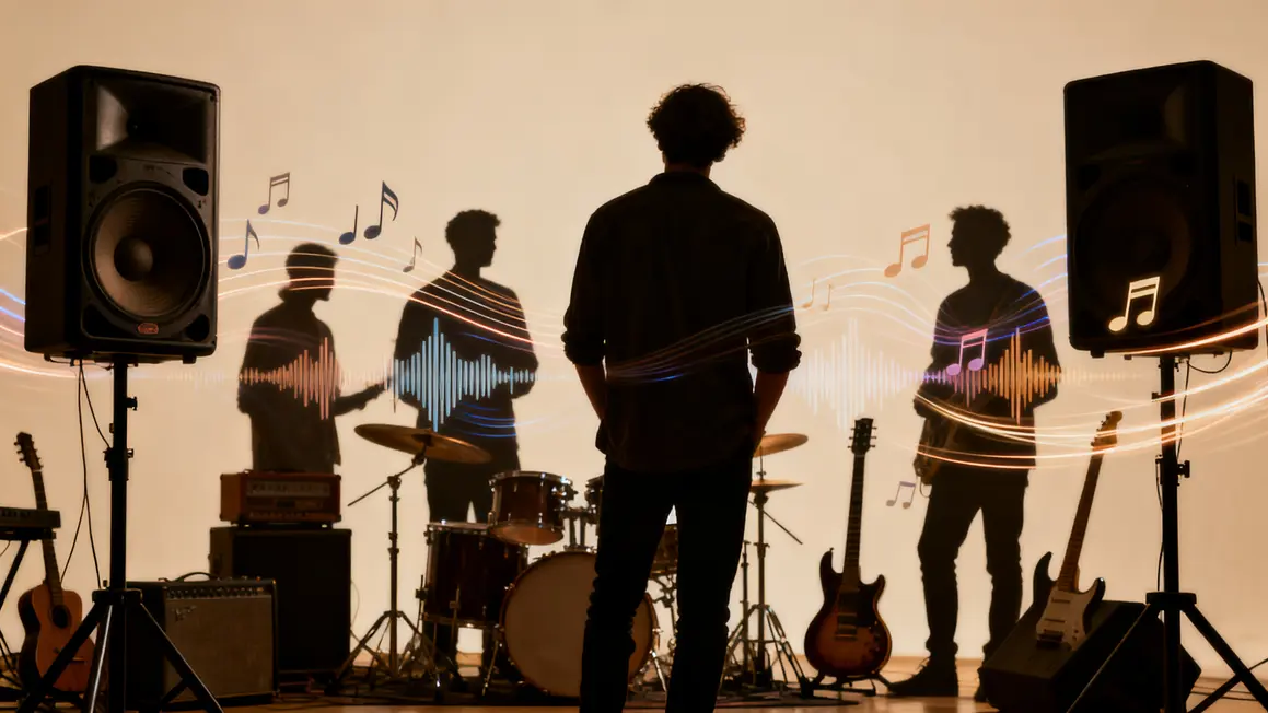 groupe silhouettes choix musical notes sonores