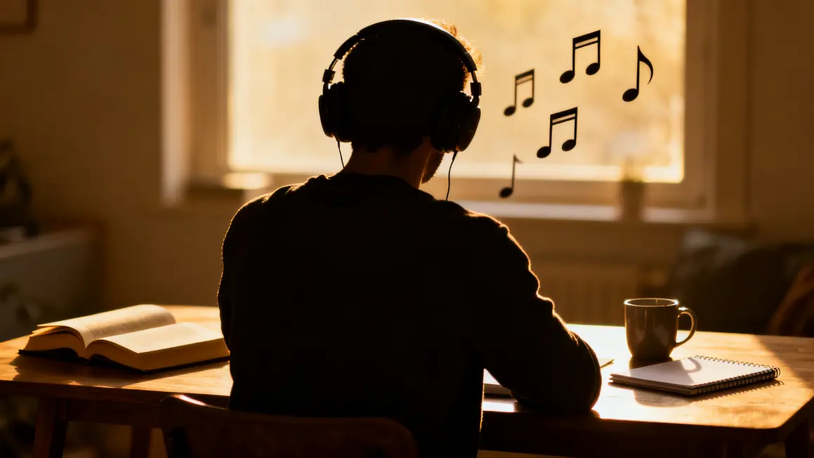 Silhouette paisible casque musique activités quotidiennes