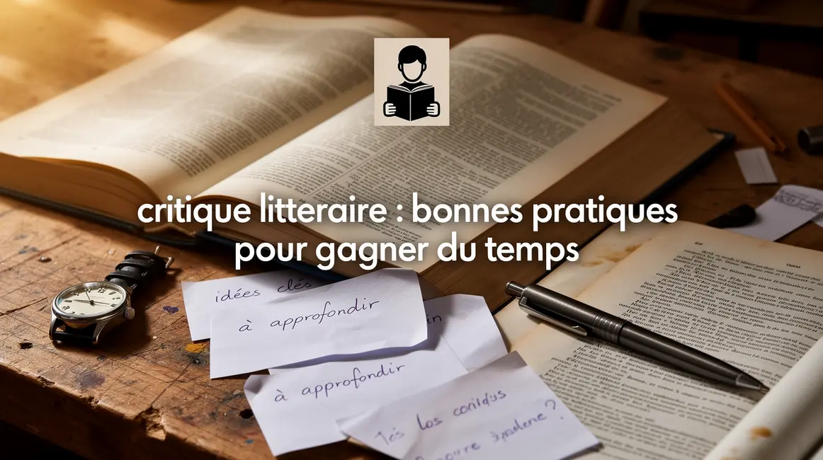 table de travail critique litteraire livres notes montre