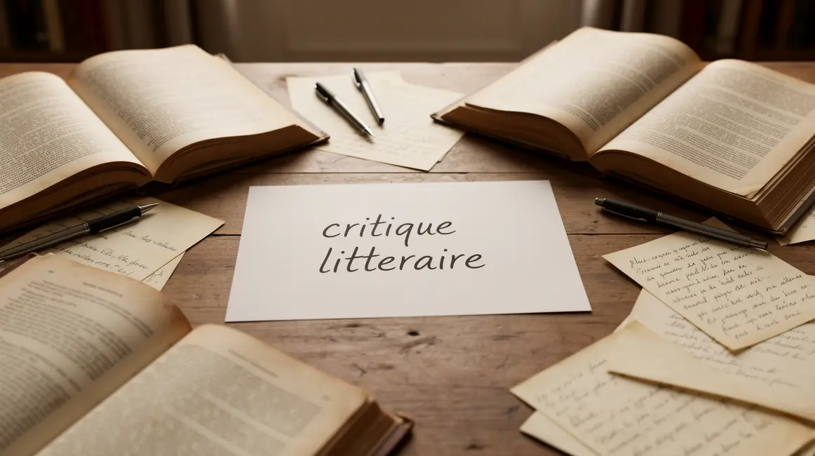 table avec livres et notes critique litteraire