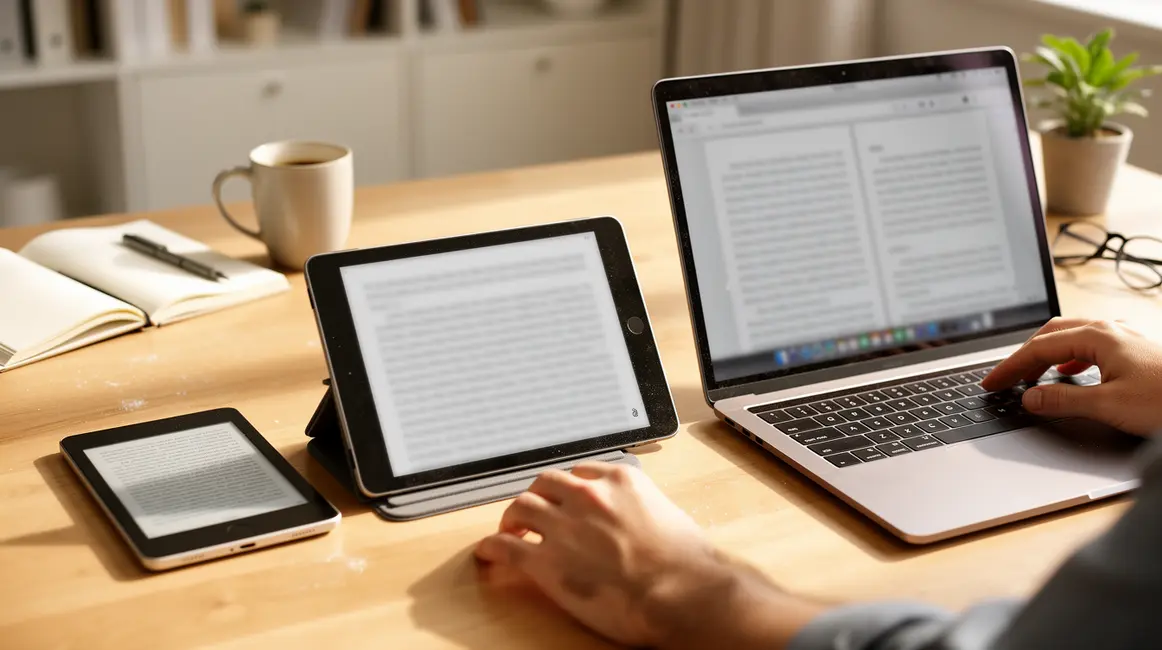 Ebook bureau avec liseuse tablette et ordinateur