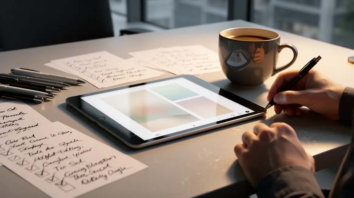 checklist ebook creation sur tablette moderne