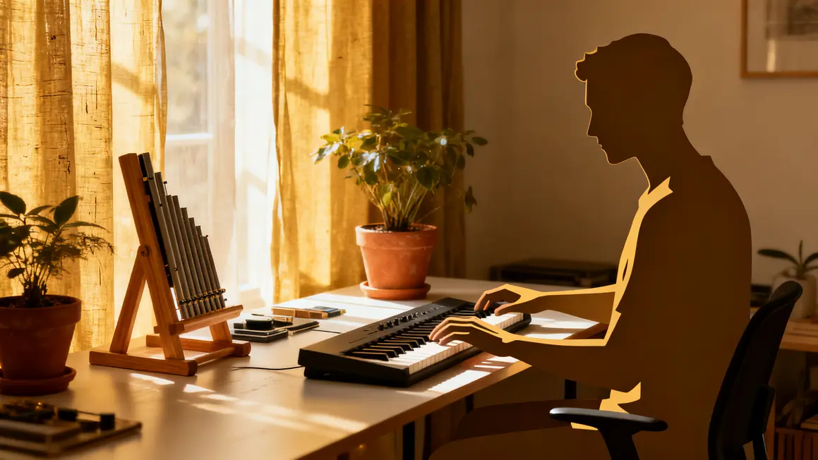 Bureau calme plantes organisation espace musique