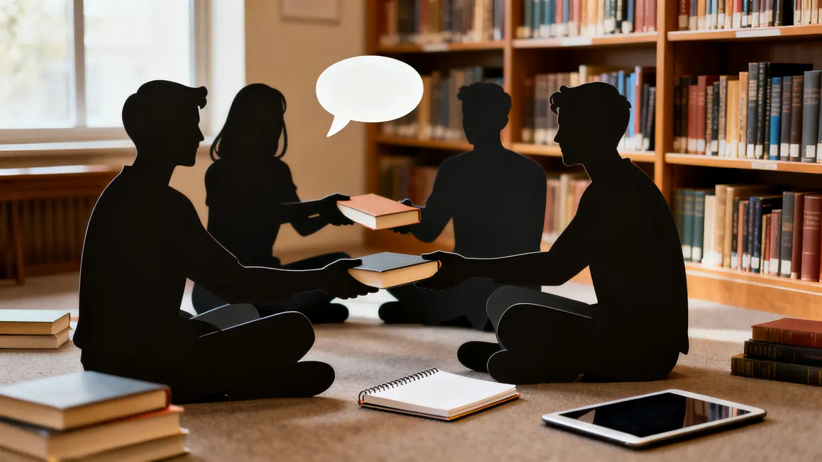groupe de lecteurs partage et entraide stylise