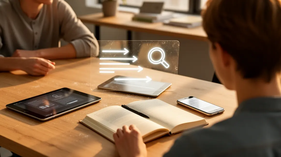 Bureau avec tablette liseuse smartphone lecture numérique