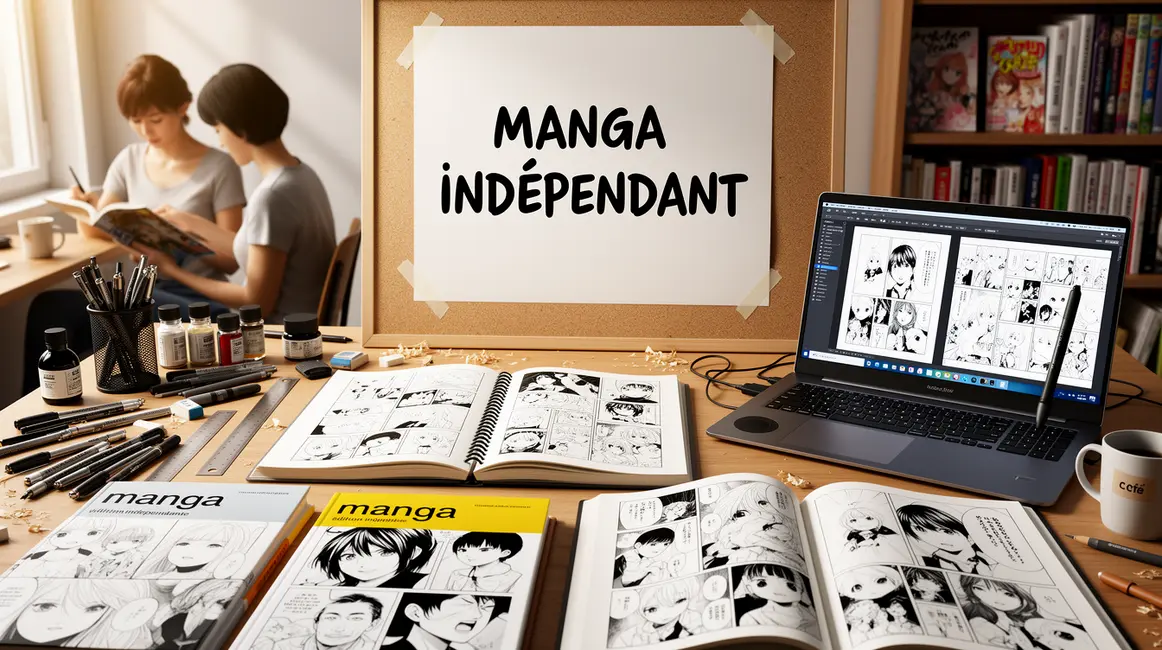 bureau d’artiste manga independant outils dessin