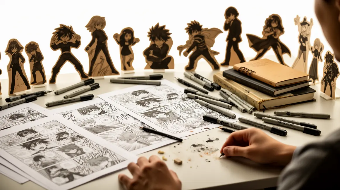 table dessin manga independant stylos planche
