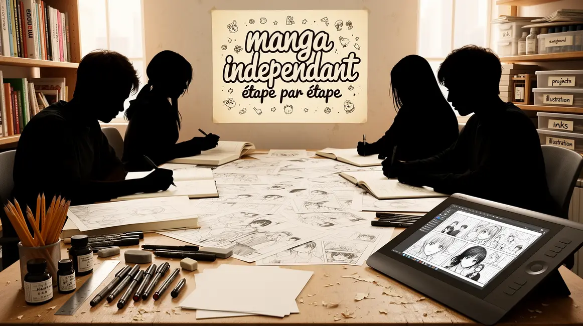 Table de dessin et outils pour manga indépendant