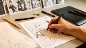 manga indépendant main dessin planche outils