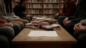 lecteurs autour d'une table avec mangas indépendants, fiche questions à poser