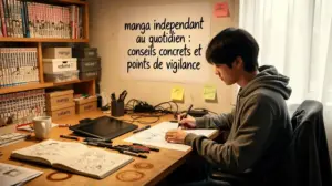 bureau mangaka indépendant carnet tablette manga conseils