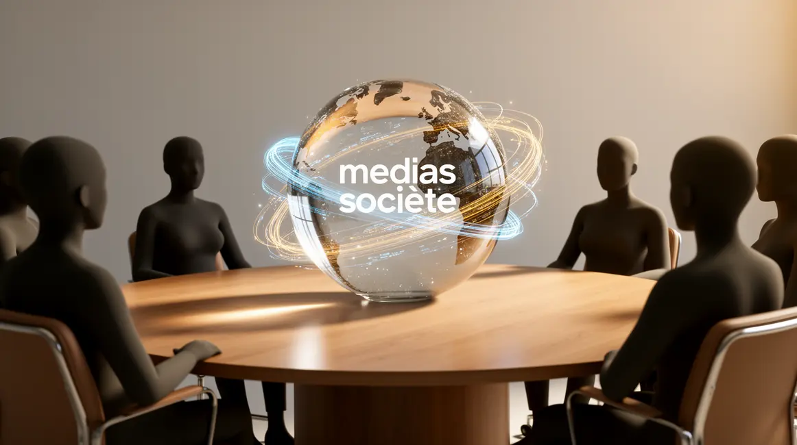 medias societe table ronde autour globe flux lumineux