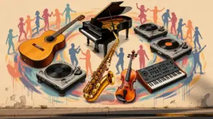 Fresque musicale avec instruments universels