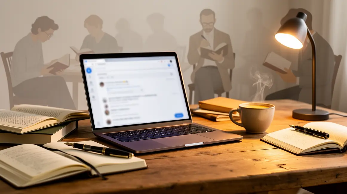 Visuel newsletter d'auteur 2026 sur table travail moderne