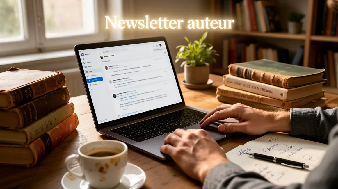bureau auteur laptop email newsletter auteur