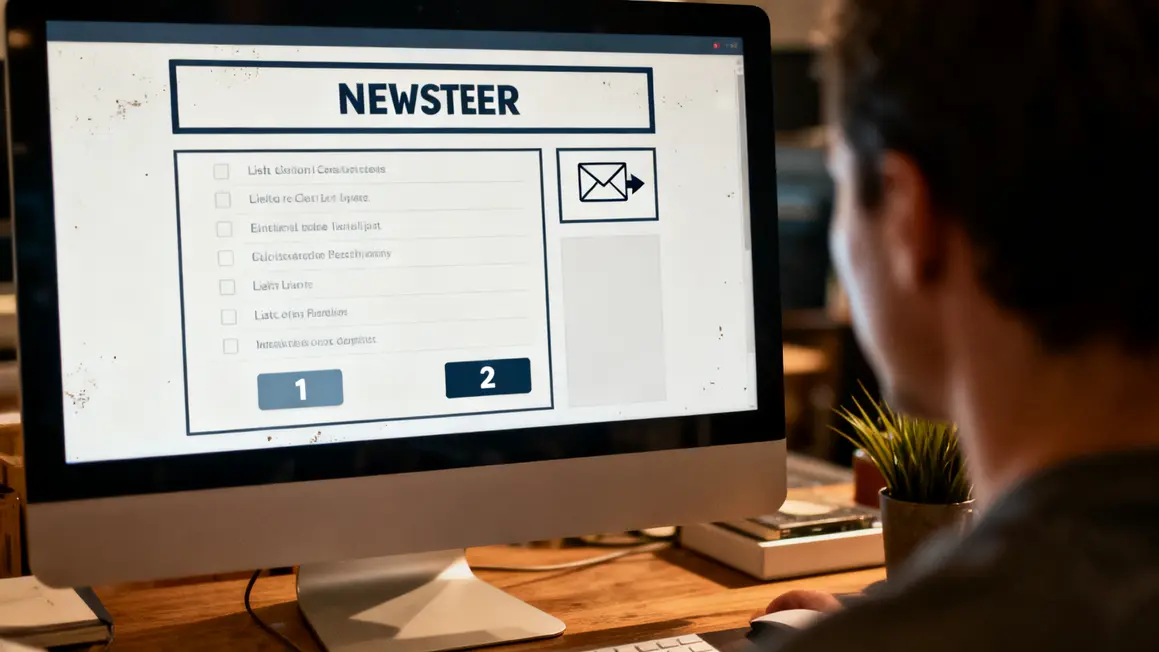 ecran newsletter d’auteur avec listes et CTA