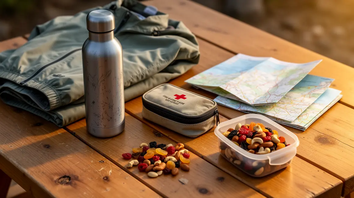 Objets essentiels pour sorties checklist sur table