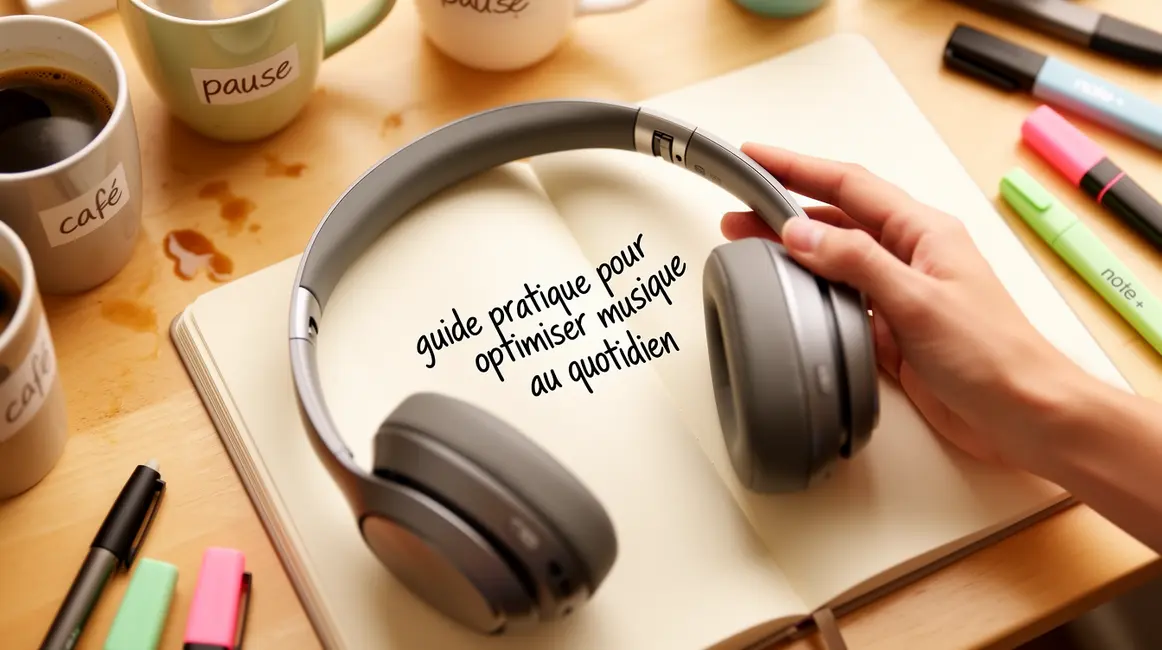 main posant casque guide musique bureau
