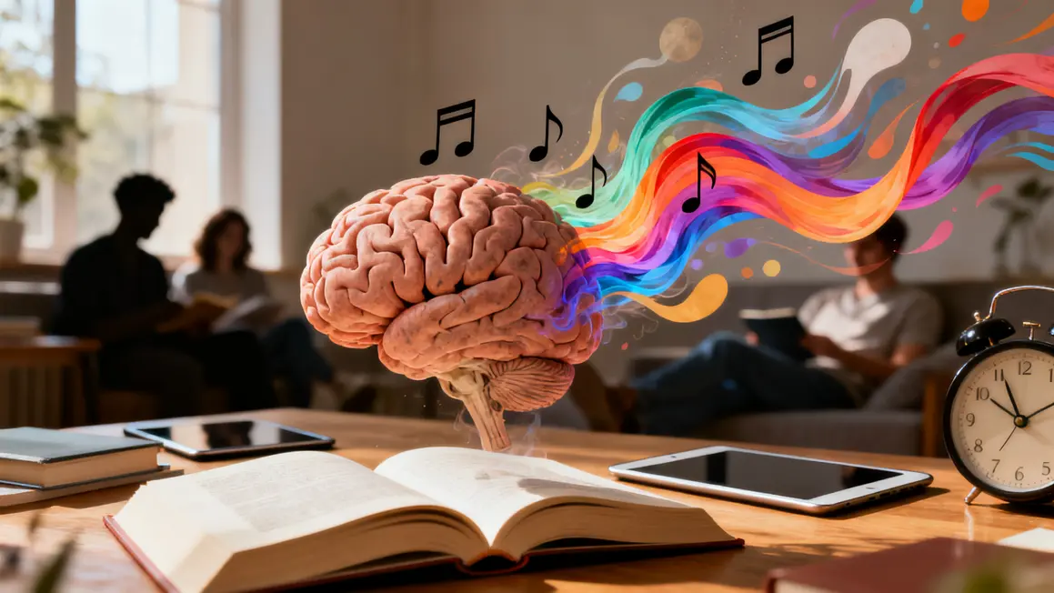 Illustration effets de la musique sur cerveau et emotions