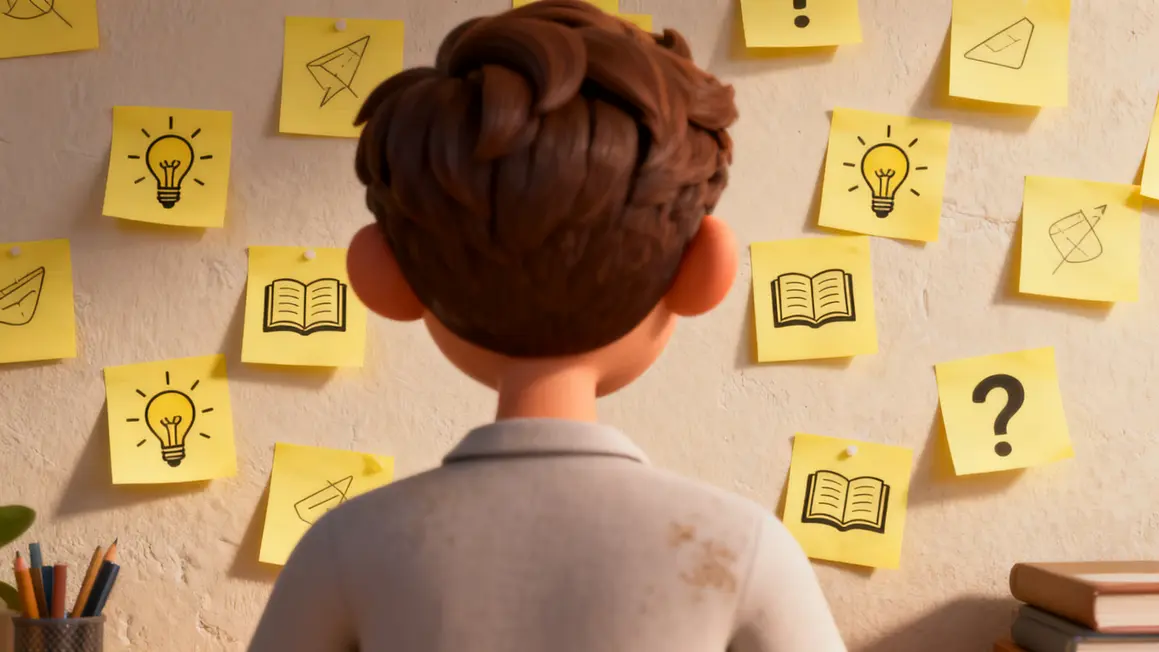 Mur post-it idées carnet manuscrit 2026