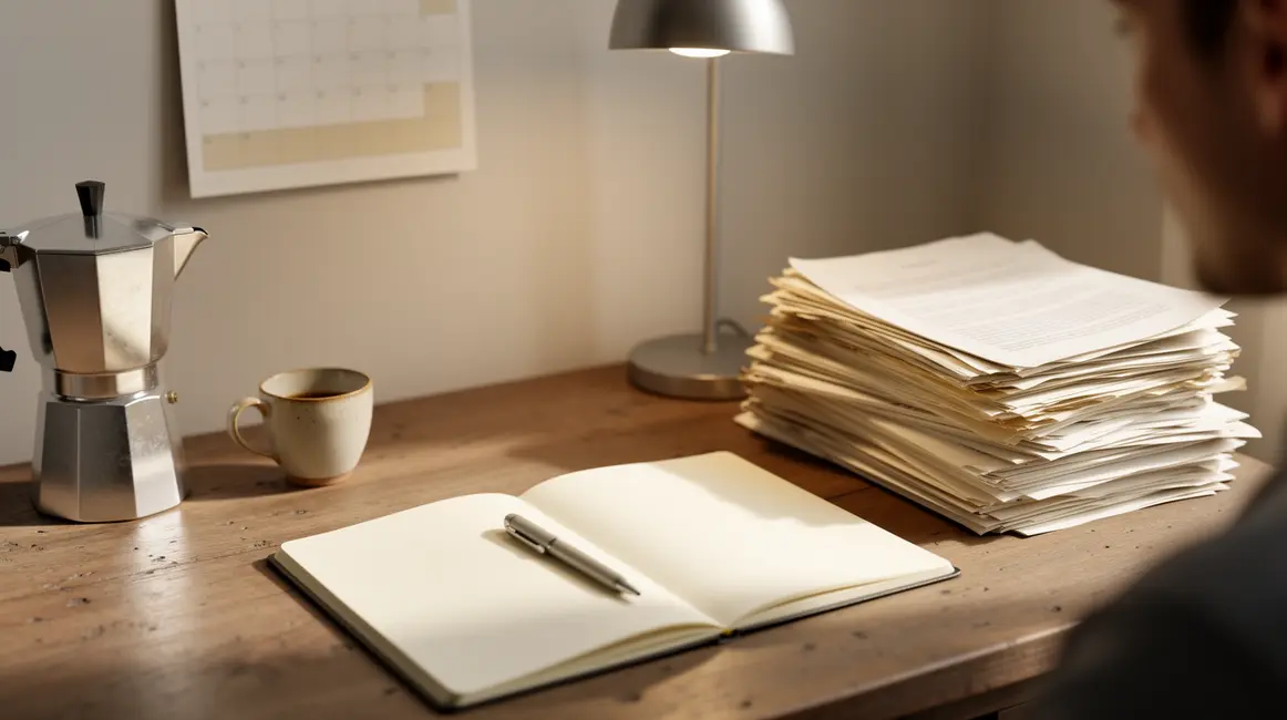bureau auteur stylisé premier manuscrit