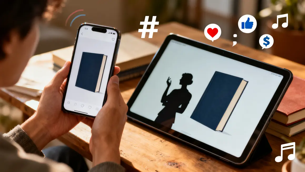 Promotion livre reseaux sociaux hashtags likes smartphone