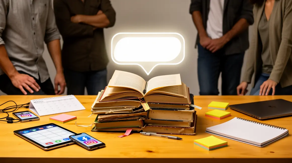 Image promotion livre auteurs pile livres visuel moderne